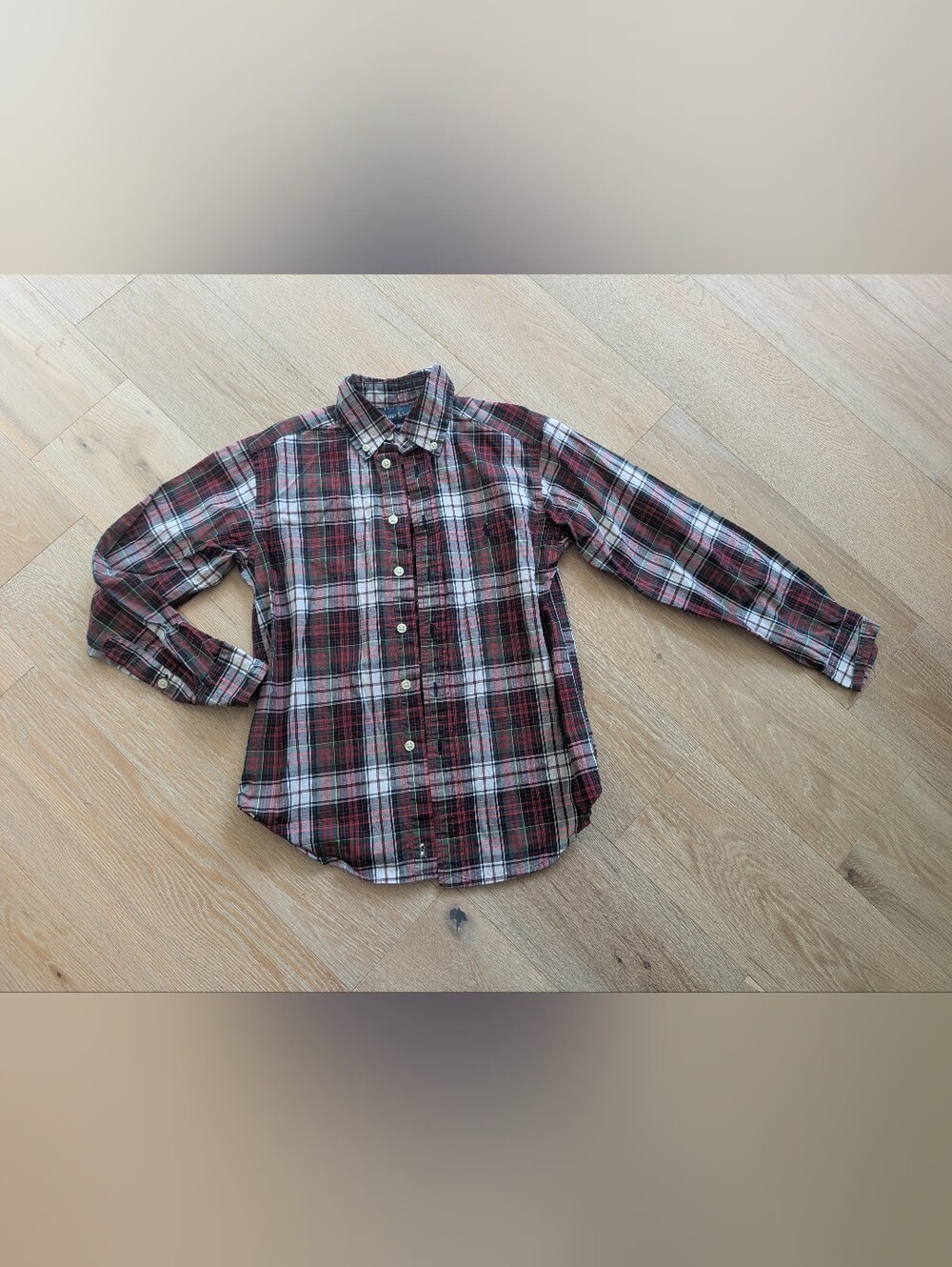 8-10Y Ralph Lauren Red and Green Plaid Button-Up Shirt